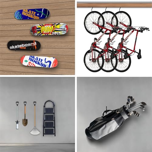 Sinoer 8 Pack Heavy Duty Bike Hooks,Screw in Storage Hook,for Garage Wall and Ceiling Organization and Storage, Perfectly Utility Tool Hanger (Black)
