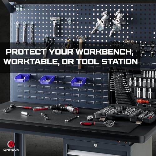ONREVA Workbench Mat 24X48 Inches, EVA Rubber Work Mat, Protect Your Work Bench Top, Heavy Duty Pad for Tool Box Top, Table, Tool Station, Rolling Cabinet Cart Cover Liner Matt, 48"X24" 5mm Thick