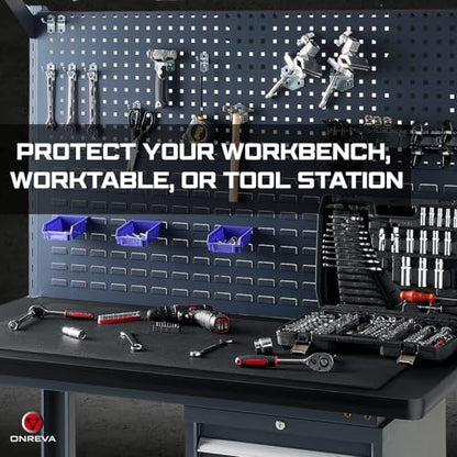 ONREVA Workbench Mat 24X48 Inches, EVA Rubber Work Mat, Protect Your Work Bench Top, Heavy Duty Pad for Tool Box Top, Table, Tool Station, Rolling Cabinet Cart Cover Liner Matt, 48"X24" 5mm Thick