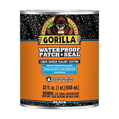 Gorilla Patch & Seal Liquid Rubber Waterproof Sealant, Black, 32 Ounce (Pack of 1) - Seals Out Water, Air, and Moisture - color: Black, size: 1 - Pack