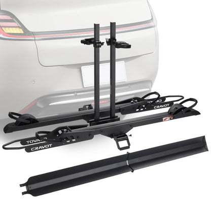 CRAVOT CyberRack E2 Plus EBike Rack with Ramp, 3Positions Foldable, 200 lbs Capacity Heavy Bike Rack Carrier for 2 E-Bike, Foldable Bike Racks for Tow Hitch Up to 5-in Fat Tire 2'' Receiver - style: E2 Plus 3position foldable Black-200lb Capacity+Ramp