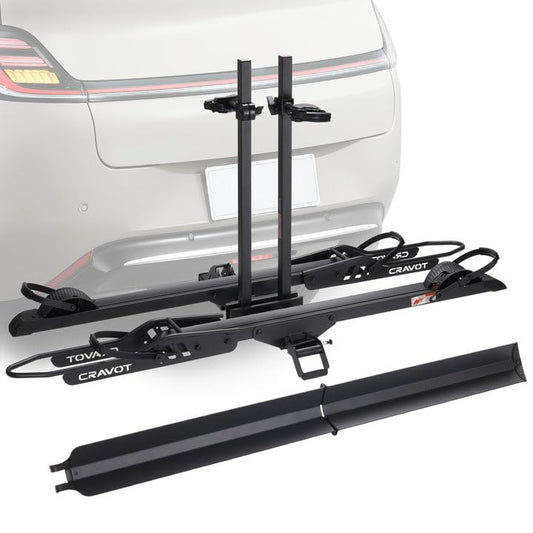 CRAVOT CyberRack E2 Plus EBike Rack with Ramp, 3Positions Foldable, 200 lbs Capacity Heavy Bike Rack Carrier for 2 E-Bike, Foldable Bike Racks for Tow Hitch Up to 5-in Fat Tire 2'' Receiver - style: E2 Plus 3position foldable Black-200lb Capacity+Ramp
