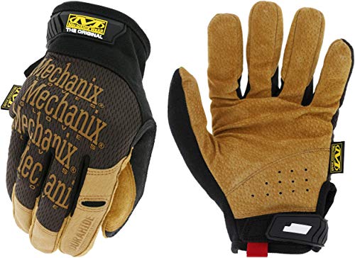 Mechanix Wear Original Leather Gloves - Durable Synthetic Leather Gloves for Protecting Hands - Comfort Fit - Breathable - Abrasion Resistant - Machine Washable - Brown/Black - Medium - size: Medium