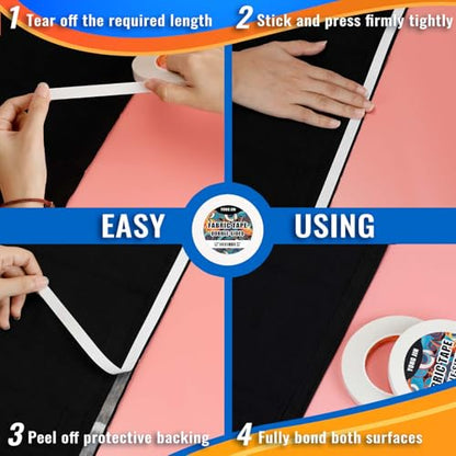 YONGJIN Double-Sided Fabric Tape (2 Rolls) - No Sewing or Ironing Required, Perfect for Quick Clothing Repairs, Fabric Bonding, Adhesive Cloth Tape for Hemming and DIY Crafts (1/4inch+1/2inch) - size: 1/4inch+1/2inch