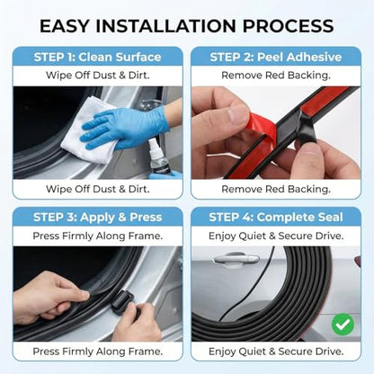 5-Hole 33ft/10m Automotive Weatherstrip Seal, Double Layer Rubber Door Edge Guard, Self-Adhesive Sound Deadening Seal Strip for Car, SUV, Truck Door Gap Protection (Black)
