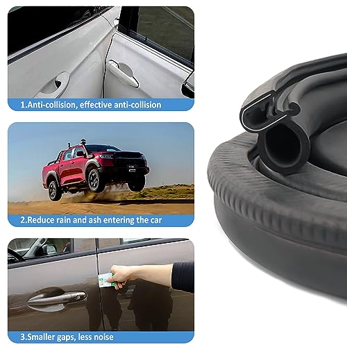 10Ft Car Door Seal Strip,U-Shaped Automotive Weather Stripping Rubber Seal Strip with Metal Clips,Universal Push-in Car Door Edge Guards Fits Car Truck Boat RV Home (10Ft) - color: 10Ft