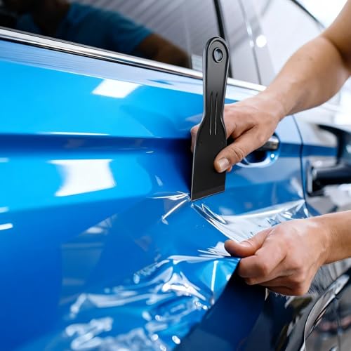 6 Pcs Plastic Putty Knife, 2 Inch Black Putty Knife Scraper Flexible Putty Scraper Wall Scraper Plastic Paint Scraper Tool for Repairing Spackling Patching Plastering and Painting
