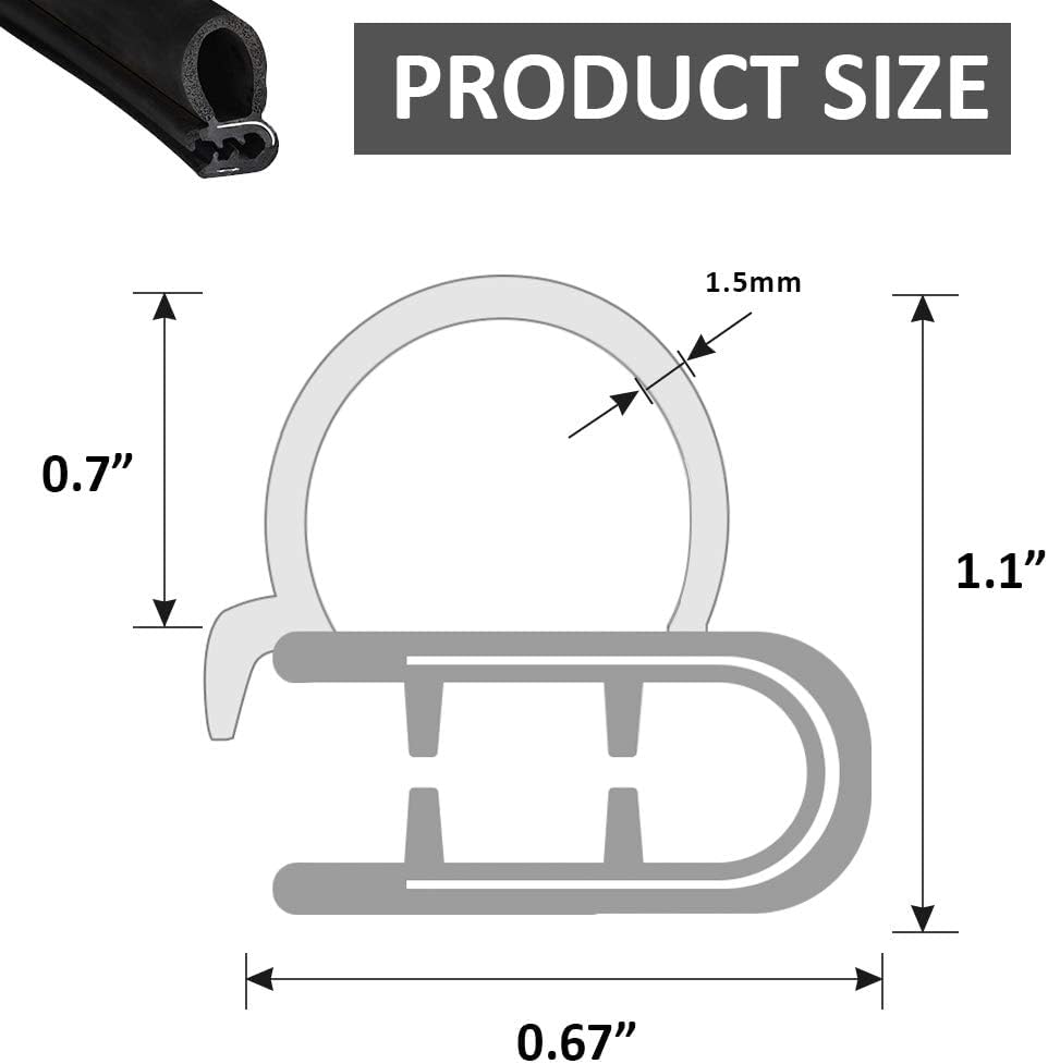 Automotive Door Rubber Seal Strip Trim Seal with Side Bulb for Cars,Trucks, Boats, RVs and Home Applications, Car Door Weather Striping (40Ft) - size: 40Ft