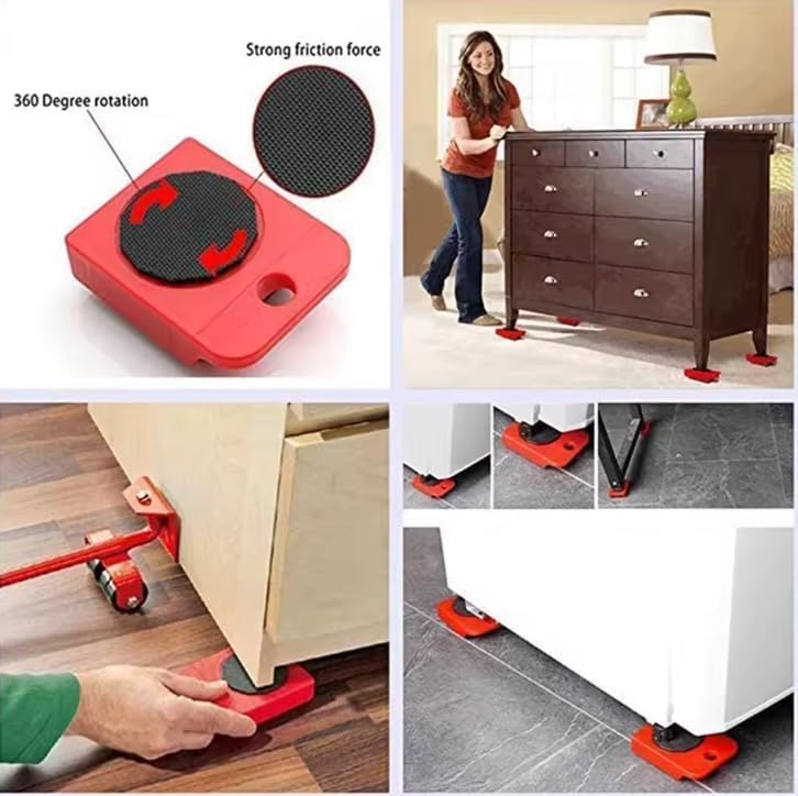 Furniture Lift, Moving Pads, Furniture Mover, Moving Roller, Heavy Duty Furniture Mover Tool Set with 4 Roller Sliders for Refrigerator, Bed, Sofa, Cabinet (Yellow, 1pcs)