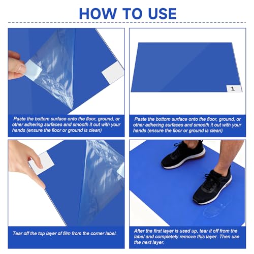 SHUESS 120 Sheets Sticky Mats for Shoes, 18x24 inch Sticky Mat, Tacky Surface for Dust and Dirt Removal from Shoes and Wheels in Labs, Homes, Construction