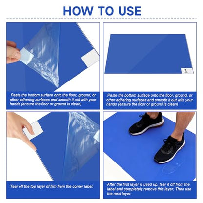 SHUESS 120 Sheets Sticky Mats for Shoes, 18x24 inch Sticky Mat, Tacky Surface for Dust and Dirt Removal from Shoes and Wheels in Labs, Homes, Construction