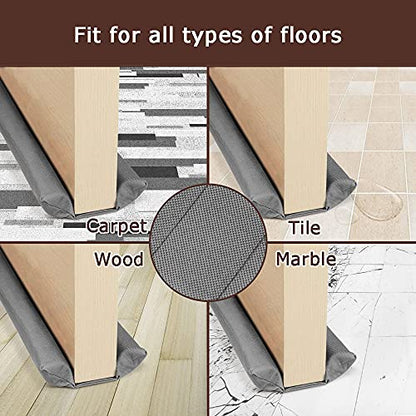 Waterproof Twin Door Draft Stopper Adjustable Size 30" to 36" Weather Stripping Noise Blocker Window Breeze Blocker - color: Gray, size: 2 inch