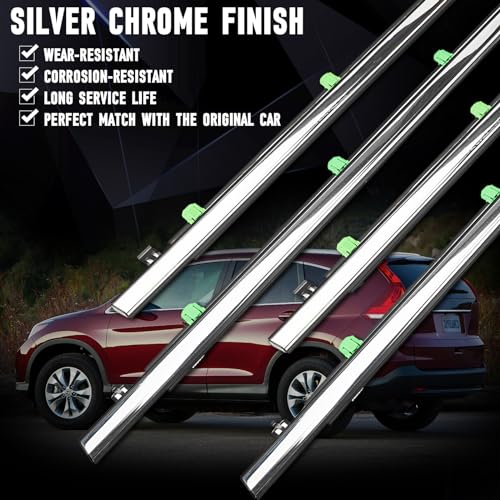 Door Window Trim Seal Weather Stripping Moulding Belt Glass Sweep Felt Kit Fit Honda CRV CR-V 2007 2008 2009 2010 2011 Replaces 72410-SWA-A01 72450-SWA-A01 72910-SWA-A01 72950-SWA-A01(Chrome) - size: Crv 2007-2011
