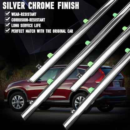 Door Window Trim Seal Weather Stripping Moulding Belt Glass Sweep Felt Kit Fit Honda CRV CR-V 2007 2008 2009 2010 2011 Replaces 72410-SWA-A01 72450-SWA-A01 72910-SWA-A01 72950-SWA-A01(Chrome) - size: Crv 2007-2011