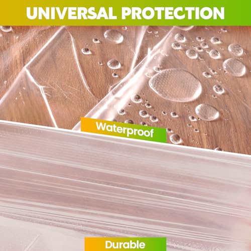 LLPT Tape and Drape 35.4”(Unfolded) x 66 Ft Each 2 Pack Pre-Taped Masking Film 0.31 Mil Painters Plastic Drop Cloth for Auto Wall Furniture Painting Protection (MFTG920) - size: 35.4 Inch x 66 Ft