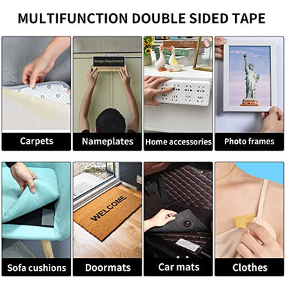 Birllaid Fabric Tape Multifunctional Double Sided Tape,Clear Tape for Clothes,Double Stick Carpet Tape Heavy Duty 1inchx66FT 20m High Stickness Strong 2 Sided Tape - size: 1inchx66FT(20m)