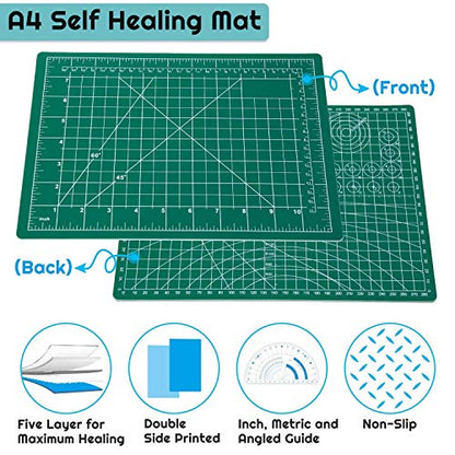 anezus Self Healing Sewing Mat, Rotary Cutting Mat Double Sided 5-Ply Craft Cutting Board for Sewing Crafts Hobby Fabric Precision Scrapbooking Project 9inch x 12inch(A4) - size: 12 inches L x 9 inches W