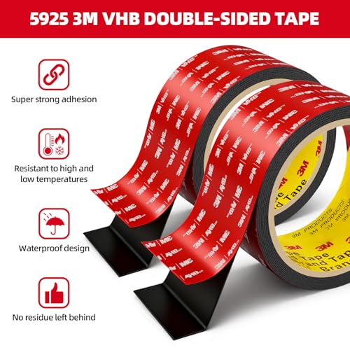 P7yaumy Double Sided Tape Heavy Duty 0.39in x 10ft, Heavy Duty Removable Mounting Tape, Adhesive Strips Double Sided Mounting Tape, Strong Foam Tape for Walls Picture Hanging Poster - size: 0.39in X 10ft
