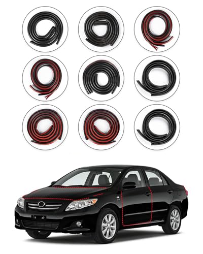 Weather Stripping Door Seal for Toyota Corolla 2009-2013, Rubber Seal Weather Strip Kit, Soundproof Noise Insulation Dustproof for Front/Rear Trunk A-Pillar B-Pillar Front/Rear Door (9-Pack) - size: For Toyota 2009–2013 Corolla