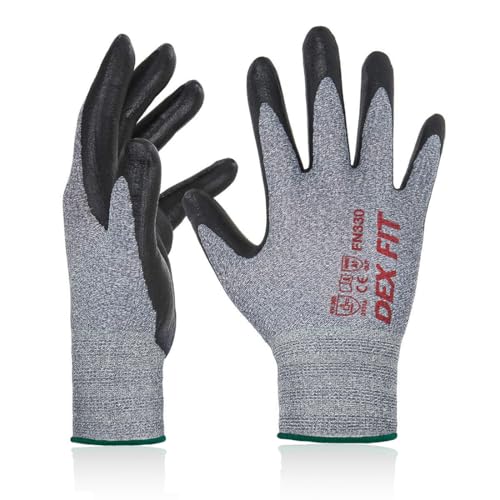 DEX FIT Nitrile Work Gloves FN330, 3D-Comfort Stretchy Fit, Firm Grip, Thin & Lightweight, Touch-Screen Compatible, Durable, Breathable & Cool, Machine Washable; Grey M (8) 3 Pairs - color: Grey, size: Medium(3 Pairs)