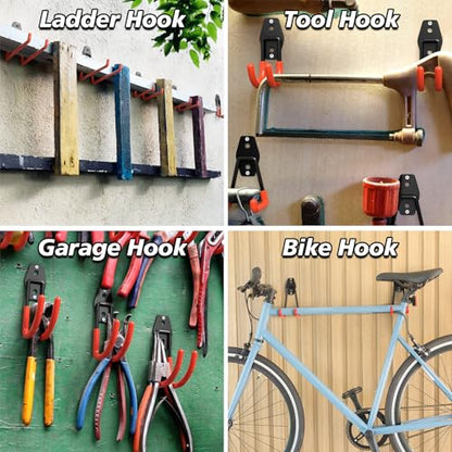 40 Pack Heavy Duty Garage Hooks,Solid Steel Wall Mount Hangers,with Anti-Slip Coating,for Hanging and Organising Ladder,Bike,Ropes,Broom,Garden,Yard and Power Tools - color: 40 Pack Orange