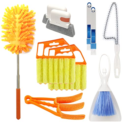 10 Pcs Venetian Window Blind Cleaner Duster Tool Set, Mini Blind Cleaner Duster Brush, Hand Held Air Conditioner Shutters Duster, Dirt Cleaner for Blind, Fan, Air Conditioner, Window Groove Gap - color: Orange