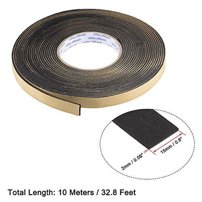 uxcell Sealing Foam Tape 15mm Wide 2mm Thick 10m/32.8ft Long, EVA Self Adhesive Weather Strip for Window Door Insulation - size: 15mmx2mmx10m