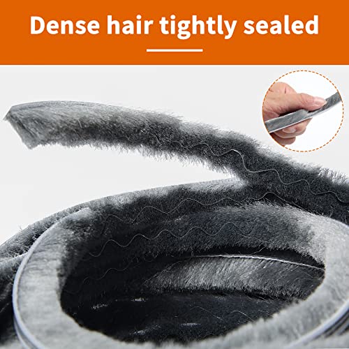 Weather Stripping Door Seal - 5m (16ft) Brush Weather Stripping,Card-Slot Seal Strip Pile Weatherstrip for Door Window (6mm x 6mm (Backing 0.236 x Brush 0.236 Inch), Gray) - size: 6 mm x 6 mm