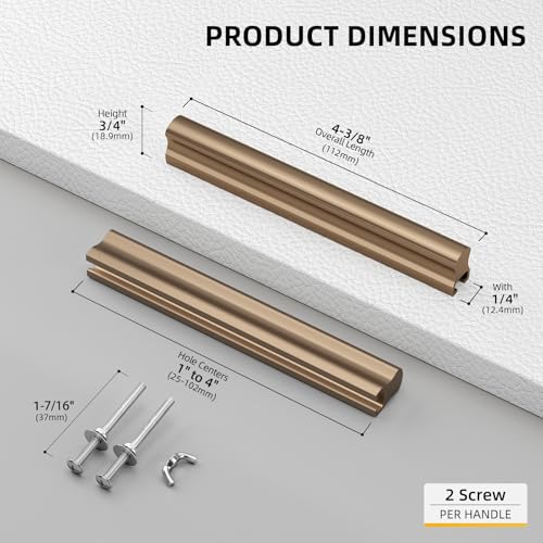 Goldenwarm 6 Pack 1" to 4"(25-102 mm) Hole Distance Champagne Bronze Adjustable Drawer Pulls Champagne Bronze Cabinet Handles for Kitchen Hardware - color: Champagne Bronze, size: 1 in to 4 in (25-102 mm)