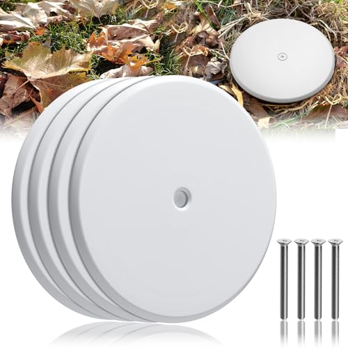 4 Pcs 7 Inch Cleanout Cover, Decorative Cleanout Access Covers Plate, Round Stainless Steel Flat Cover Plate for Cleanout Plug Access Hole with Large Center Securing Screw-White - color: White, size: 7inch- 4 PCS