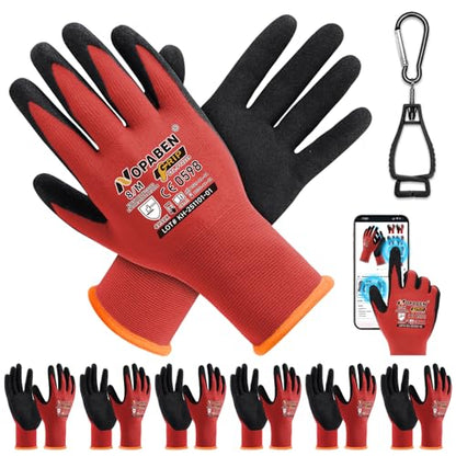 Safety Work Gloves - 7 Pairs, Seamless Knit Glove with MicroFoam Nitrile Coated Smooth Grip on Palm & Fingers for Men and Women, Ideal for General Duty Work(M,Red) - size: Medium, style: 7 Pairs,red