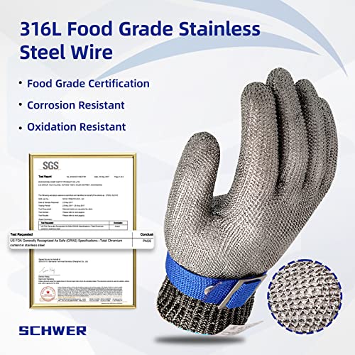SlicePro ANSI A9 Cut Resistant Glove PR1706, Stainless Steel Mesh Metal Glove, Food Grade for Kitchen Cooking, Butcher Meat Cutting, Oyster Shucking, Mandoline, Fishing (M, 50 pairs) - size: Medium (Pack of 100), style: 1.0 Steel Wire