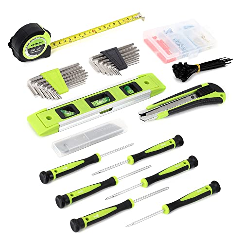 FASTPRO 236-Piece Home Repairing Tool Set, Mechanics Hand Tool Kit with 12-Inch Wide Mouth Open Storage Bag, Household Tool Set for DIY, Home Maintenance, Green - color: Green