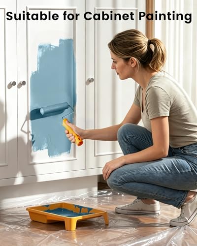 voomey 15 Pcs 6 Inch Paint Roller Kit with Small Paint Roller, Paint Tray with Liners, Foam Paint Roller for Painting Door, Walls, Cabinet - style: 15pcs 6inch paint roller kit