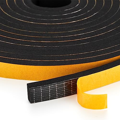 33 Feet Weather Stripping Door Seal, 1/2" Wide X 1/16" Thick Door Seal Strip High Density Foam Tape Adhesive Strip for Door Soundproofing,Window Insulation (1/2" x 1/16" x 33FT,Black) - color: Black, size: 1/2in X 1/16in X 33ft