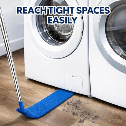 Retractable Gap Dust Cleaner with Extension Pole 30'' to 100'', Cleaning Tools with 3 Microfiber Dusting Cloths, Extendable Long Handle Duster for Cleaning Under Refrigerator Furniture Appliance Blue - color: Blue