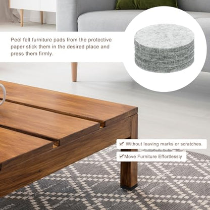 uxcell Furniture Pads, 8Pcs 2" - Round Self Adhesive Felt Furniture Pads, Floor Protectors for Furniture Feet Chairs Legs Hardwood Floors (Gray) - size: 2"