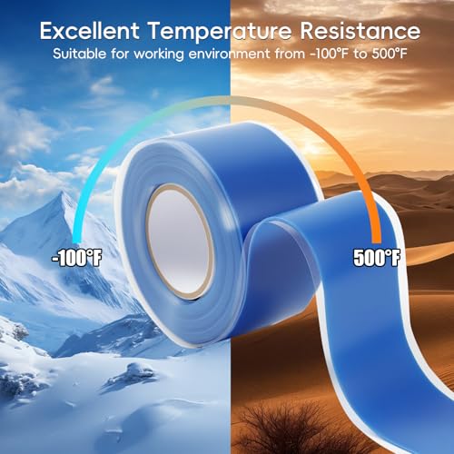 2-Pack Blue Silicone Tape (20 Ft Total) - Flexible Grip Tape for Sport Rackets & Fishing Rods - Leak Seal Repair for Irrigation Pipes - Easy-Peel Liner, 1 Inch x 10 Feet - color: Blue