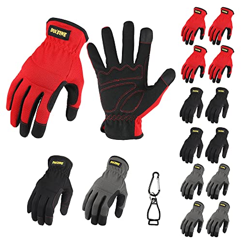 DULFINE High Performance Work Gloves For Men(12 Pairs Pack), High Dexterity Touch Screen For Multipurpose,Excellent Grip (Medium) - color: Mulitcolor 12 Pairs, size: Medium