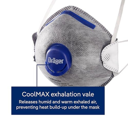 Dräger X-plore 1350 Odor Particulate Respirator with Exhalation Valve, 10 Pack, Size M/L, NIOSH-Certified - size: Medium-Large
