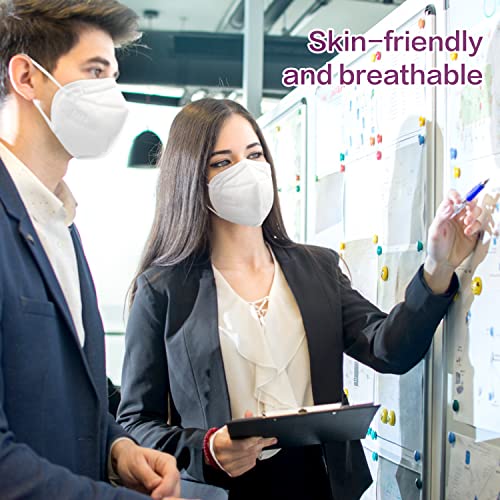 Miuphro KN95 Disposable Face Mask 25 Pack 5-Ply Breathable Safety Masks Against PM2.5, Disposable Respirator Protection Mask for Men and Women White - color: White