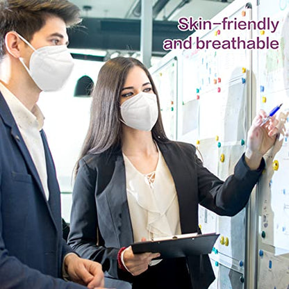 Miuphro KN95 Disposable Face Mask 25 Pack 5-Ply Breathable Safety Masks Against PM2.5, Disposable Respirator Protection Mask for Men and Women White - color: White