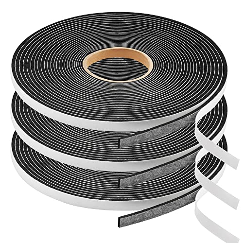 Seal Foam Tape,1/4 Inch W x 1/16 Inch T Weather Stripping for Door and Window,High Density Single Sided Closed Cell Door Insulation Weather Strip,3 Rolls Total 64FT Long