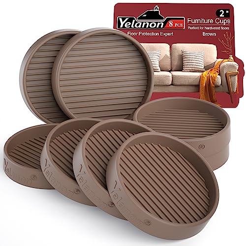 Yelanon Non Slip Furniture Pads,8 Pcs 2” Furniture Coasters - Rubber Furniture Feet Caster Cups, Non Skid Furniture Grippers,Anti Slide Floor Protectors - Keep Furniture in Place(Brown) - color: 8pcs2"round Brown