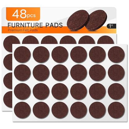 48 PCS Felt Furniture Pads, 1-inch Round Brown Chair Felt Pads, Felt Pads for Furniture Feet to Protect The Floor from Scratches,Reduce Noise (Brown) - size: Round 48PCS-Brown