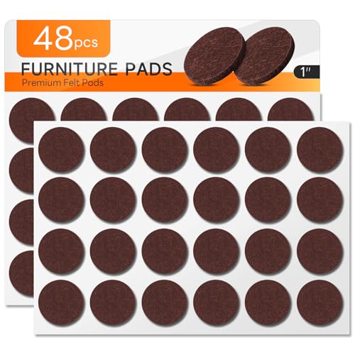 48 PCS Felt Furniture Pads, 1-inch Round Brown Chair Felt Pads, Felt Pads for Furniture Feet to Protect The Floor from Scratches,Reduce Noise (Brown) - size: Round 48PCS-Brown