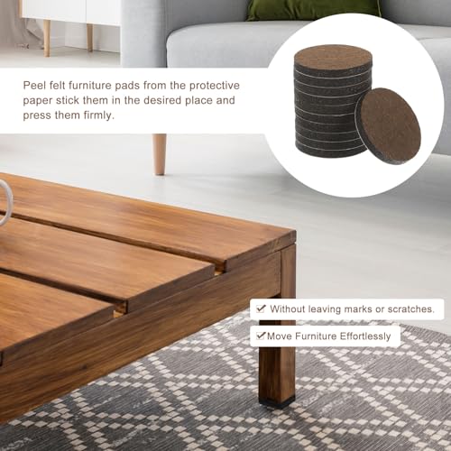 uxcell Furniture Pads, 36Pcs 1.75" - Round Self Adhesive Felt Furniture Pads, Floor Protectors for Furniture Feet Chairs Legs Hardwood Floors (Brown) - size: 1.75"