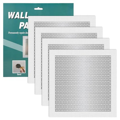4pcs Drywall Patches, 8x8 Inch Self Adhesive Wall Hole Repair Patches Dry Wall Patch Repair Kit Screen Patch Repair Kit for Broken Walls Repairing or Ceiling Filler