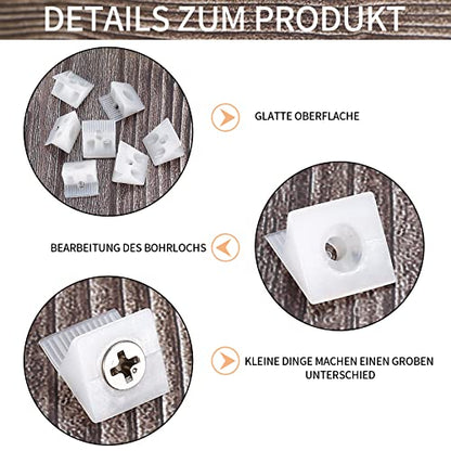 120 Pcs Drawer Wedges with Screws, Drawer Bottom Support Brackets, Fixing Mending Wedges, Plastic Angle Code Bracket Fasteners, Drawer Reinforcement Repair Kit for Furniture Sagging Drawer