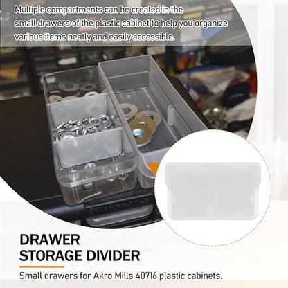 40716 Plastic Width Dividers for Small Drawers in Plastic Cabinets, Custom Storage Inserts Small Parts Organizer, Screw Organizer Clear -20pack